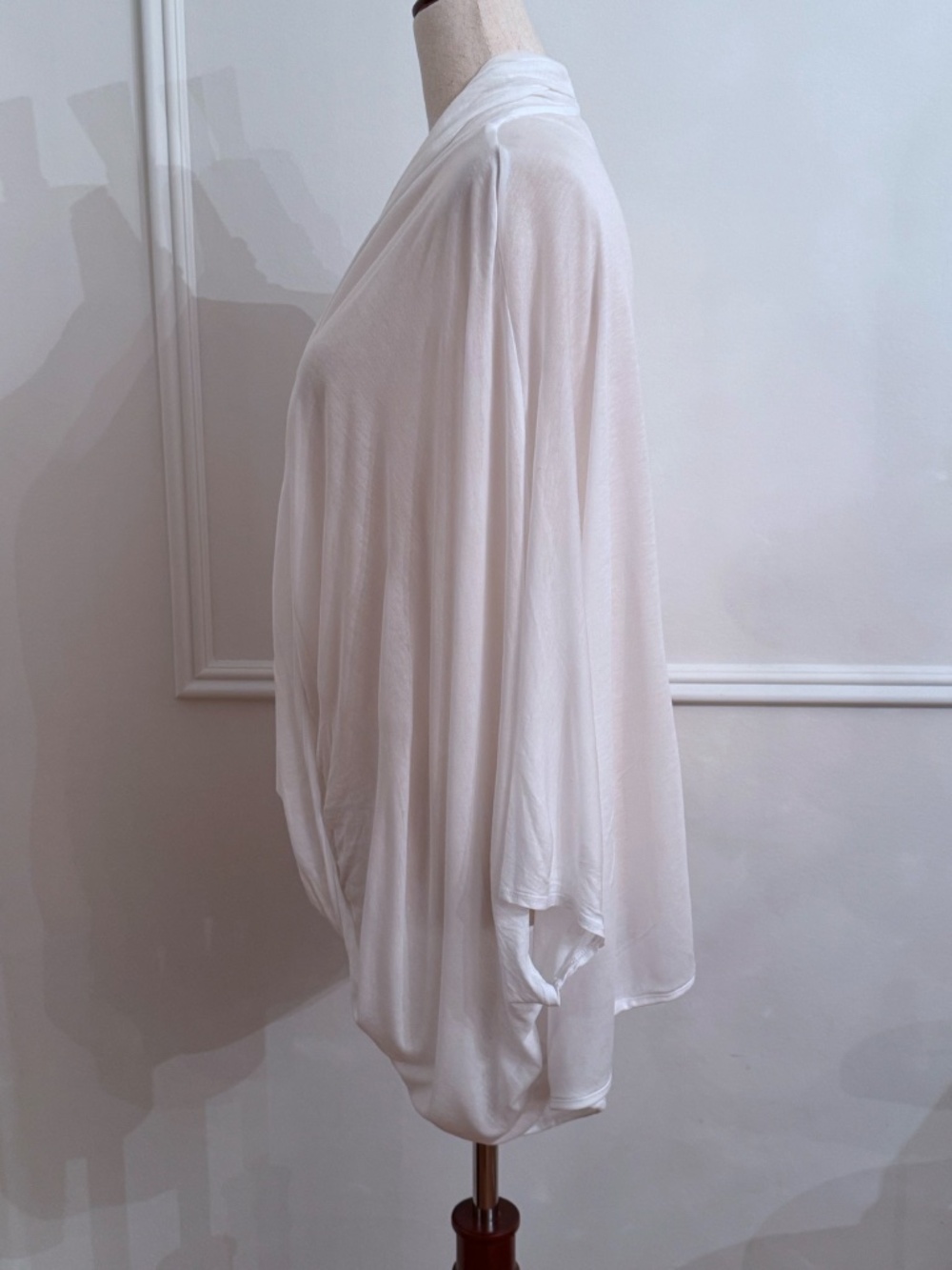 Helmut Lang White Draped Wrap Top Dolman Sleeve Asymmetric Hem Sz L - Picture 5 of 7